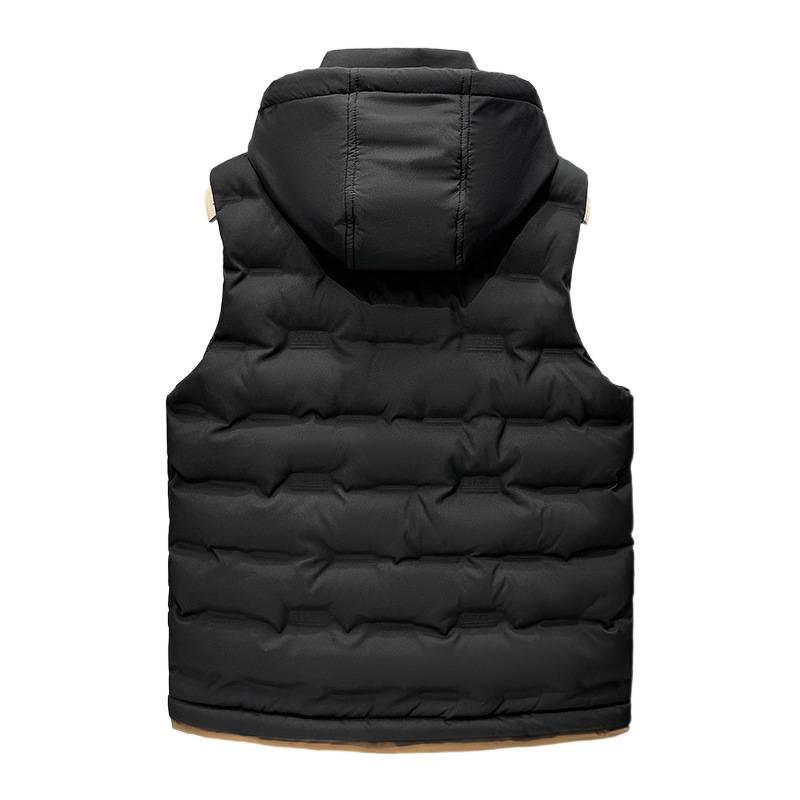 Men's Trendy Hooded Sleeveless Cotton Vest for Autumn/Winter