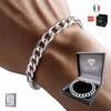 ITALIAN Silver Men' Bracelet SOLID 6mm 925 SILVER DIAMONDED Thick