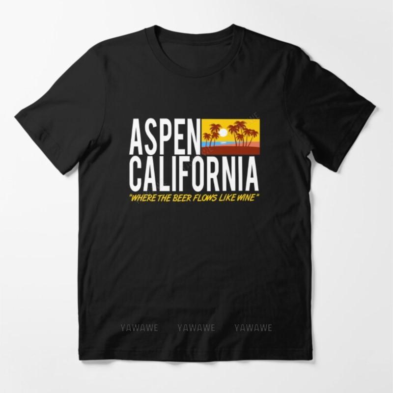 

Male fashion top tees Aspen California Where The Beer Flows Like Wine Essential T Shirt MAN COTTON TSHIRT S