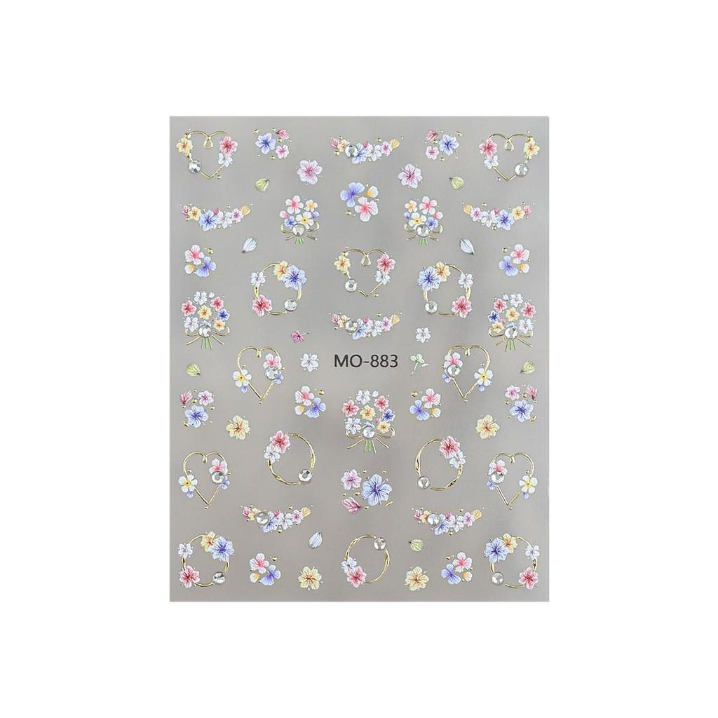 Monet Garden Gilded Flower Nail Stickers - 3D Imitation Dried Flower Design