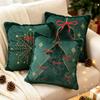 Christmas Tree Pillow Cover Embroidered Snowflake Couch Cushion Case Decorative 45x45cm Holiday Home Decor