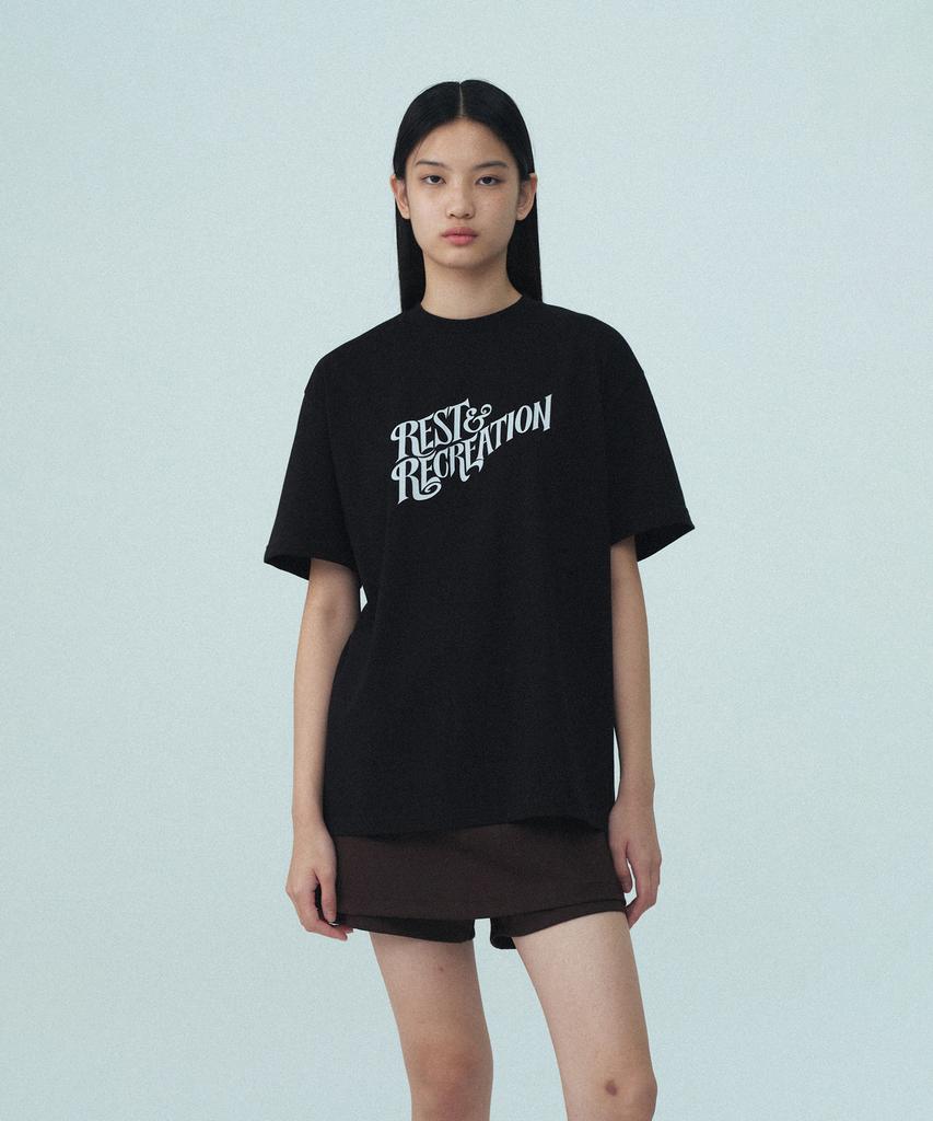 REST&RECREATION Oversized Wave Logo T-Shirt - Black