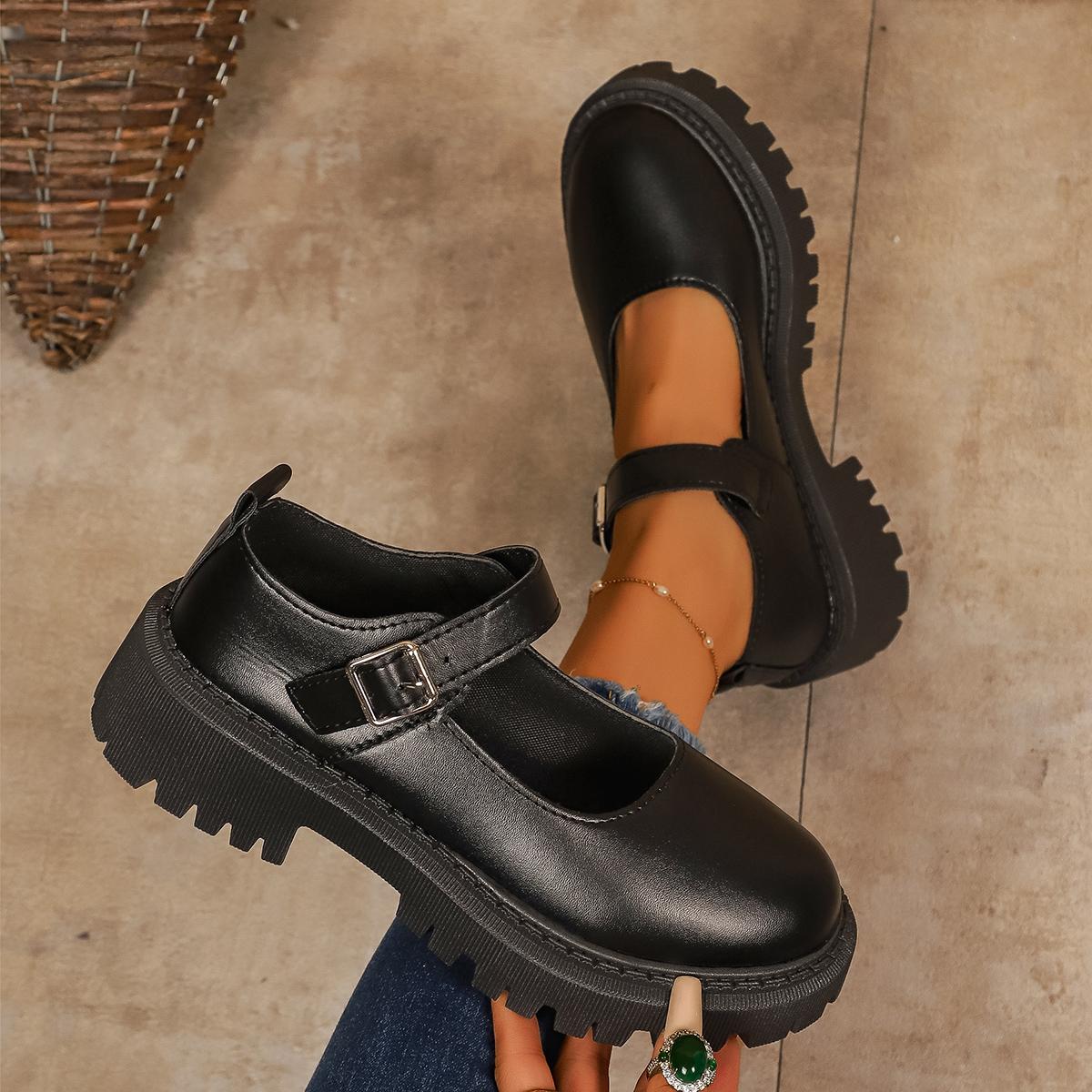 Women Loafers Ankle Buckle Platform Pumps Japanese Style Patent Leather Mary Jane Shoes Woman Punk Thick Heels Lolita Shoes 43 3290₽