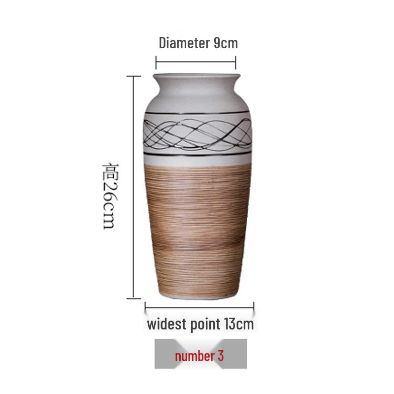 Modern Minimalist Chinese Pottery Vase for Floor Standing Dried Flower Arrangements