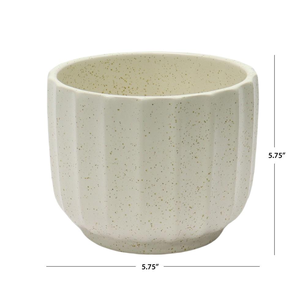 Ceramic Ribbed Vase 4.5 Inch Elegant Home Decor Pot Flowers Plants Indoor Use Cream White Durable Design