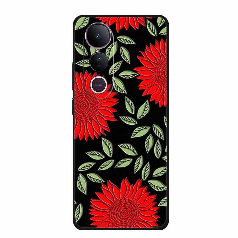 3D Emboss Case For Vivo V50 Lite 4G Phone Case V 50 lite Coque Flowers Silicone Soft Back Cover Funda For Vivo V50 Lite 5G Case