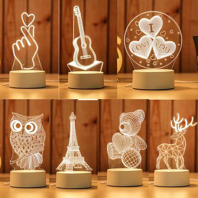 USB 3D LED Nachtlicht Tischlampe für Zuhause Schlafzimmer Dekor warmes Licht