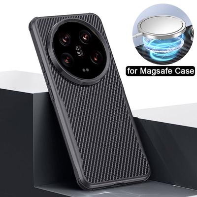 For Magsafe Matte Shockproof Phone Case for Xiaomi 15 Ultra 15 Pro 14 Ultra 14 Pro Carbon Fibre Texture Silicone Back Cover Shell Magsafing Cover Capa