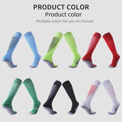 Men's and Children's Anti-Slip Striped Football Socks with Thick Towel Bottom