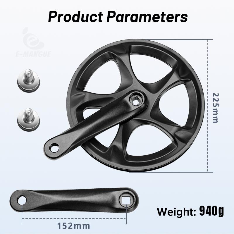Bike Crankset 52T Single Chainring Bike 152mm Crank Arm Set for 6/7/8 Speeds City Bike,Fat Bike,E-Bike,Folding Bike Accessories