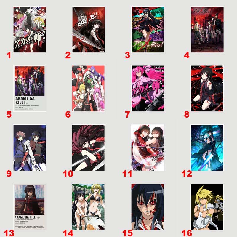 Akame Ga Kill Anime-Poster und Drucke, Wandkunst, Dekoration, weißes Papier, dekorative Gemälde, Bilder, Wohnzimmer, Zuhause, Wandbild