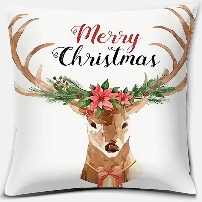 Christmas Deer Pattern Pillowcase Square Pillowcase Home Office Decoration Pillowcase