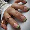 24Pcs Short French Press On Nails Pink Glitter Pearlized Fake Nail Tips Cute Natural Sweet