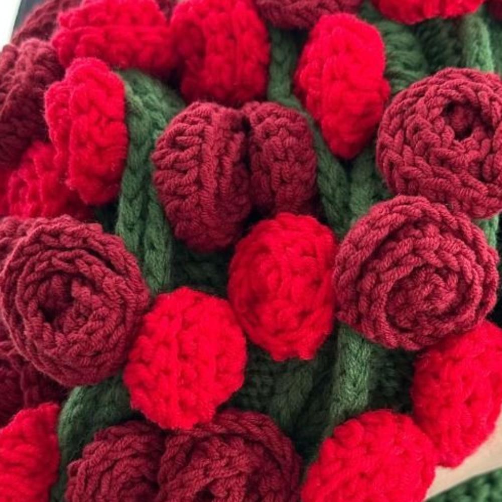 Green Rose Bouquet Blanket Fashion Rose Nap Blanket Knitted Flower Blanket  Mother's Day