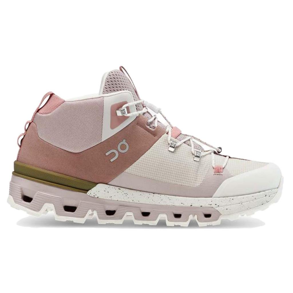 On Cloudtra Bequeme Runde Zehenpolsterung Mittelhohe Bergsteigerschuhe Damen Beige Rosa 53.99054