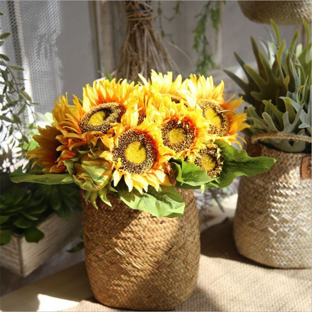 9 Head Sunflower Artificial Bouquet Made of Silk Simulation Floral Arrangement for Home Office or Event Decoration Purposes