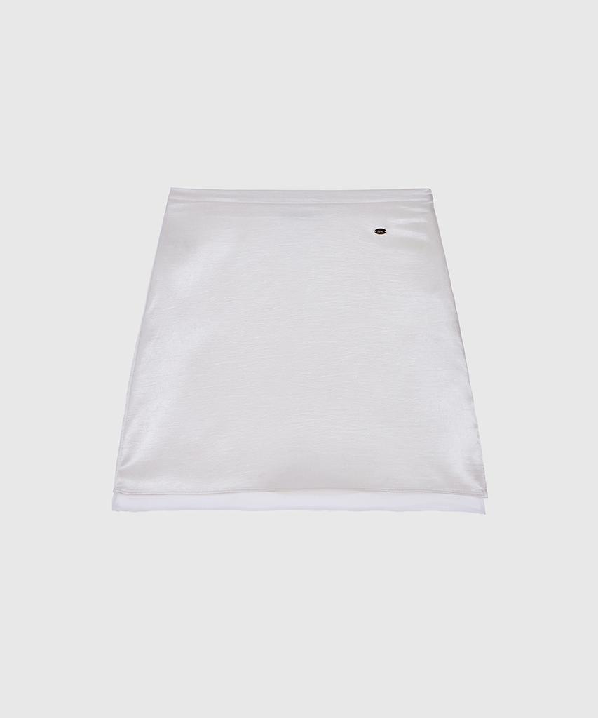 Heint Mist Double Layered Satin Mini Skirt 3Col_Ivory