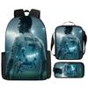 Zaino Stampato Stella del Calcio Zaino Scolastico per Bambini in Tre Pezzi Zaino Cartone Animato per Studente di Scuola Elementare