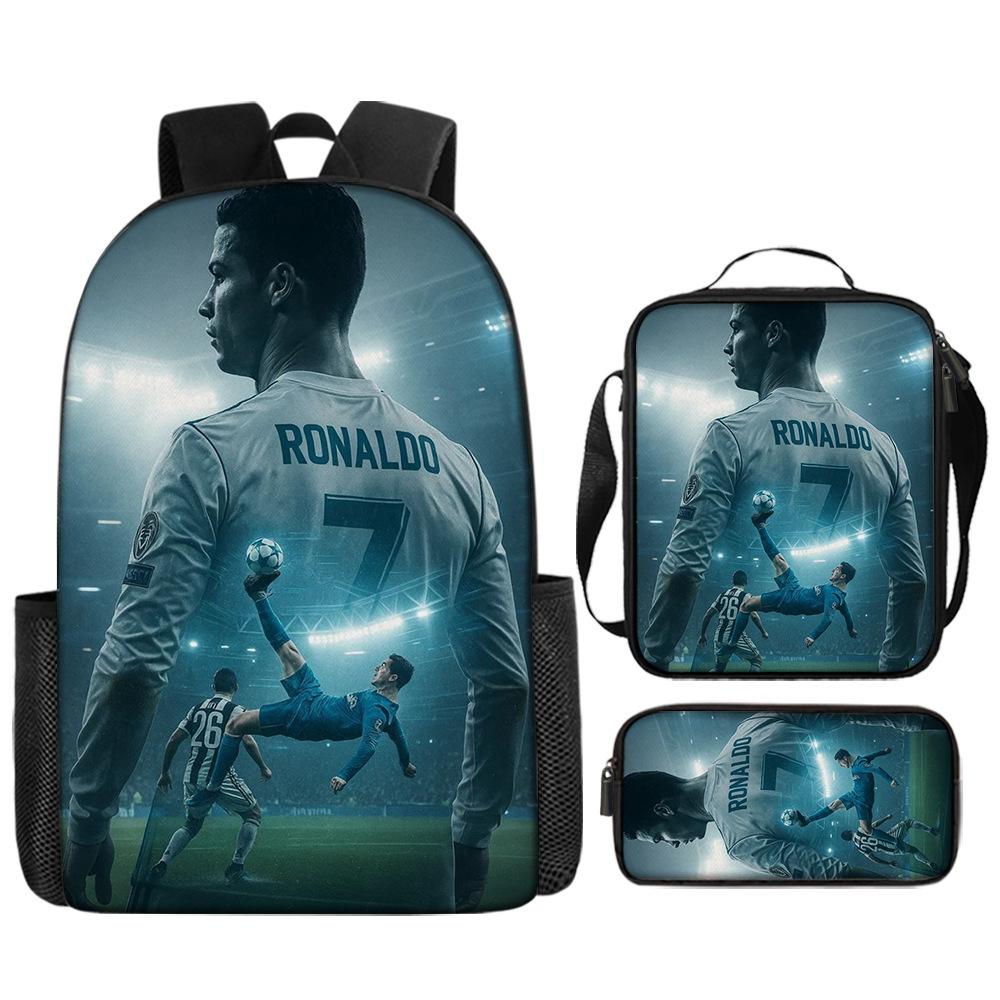 Zaino Stampato Stella del Calcio Zaino Scolastico per Bambini in Tre Pezzi Zaino Cartone Animato per Studente di Scuola Elementare
