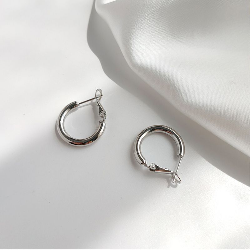 

Niche Style Classy Sterling Silver Anti-Allergy Simple Bracelet Autumn and Winter Earrings Silver small size