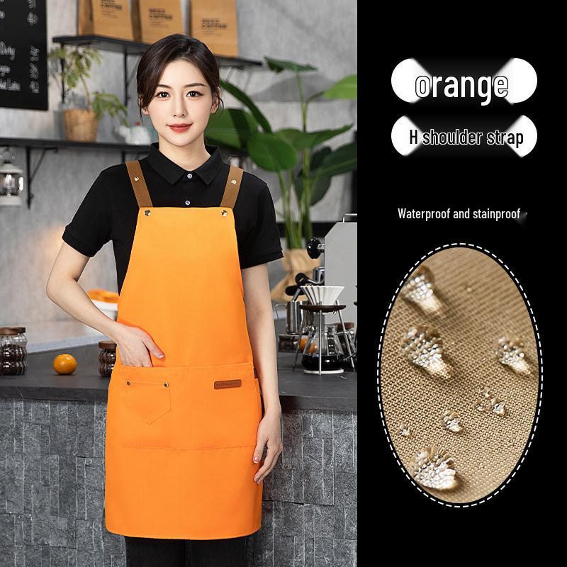 Waterproof Pure Cotton Kitchen Apron for Men & Women - Oil-Proof, Catering, Custom Logo