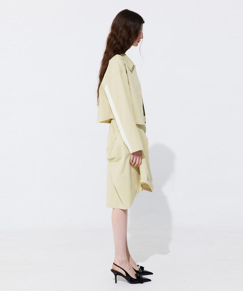 WNDERKAMMER Shirring Back Line Layered Dress_Olive