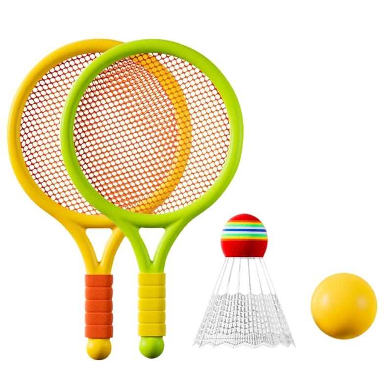 

Kid Tennis Rackets Sets with Shuttlecocks Tennis Racquet Toy Kits for Toddler Children Outdoor Indoor Sports Activities зелений/жовтий