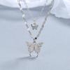 Fashion Shiny Diamond Double Layer Butterfly Necklace Collarbone Chain Charm Necklace Women's Wedding Jewelry Gifts Wholesal