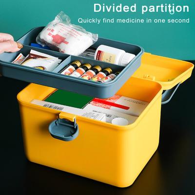 Boîte de rangement pour médicaments à double couche avec grille multiple et verrouillage, grande capacité, bords arrondis, organisateur médical pour dortoir à domicile