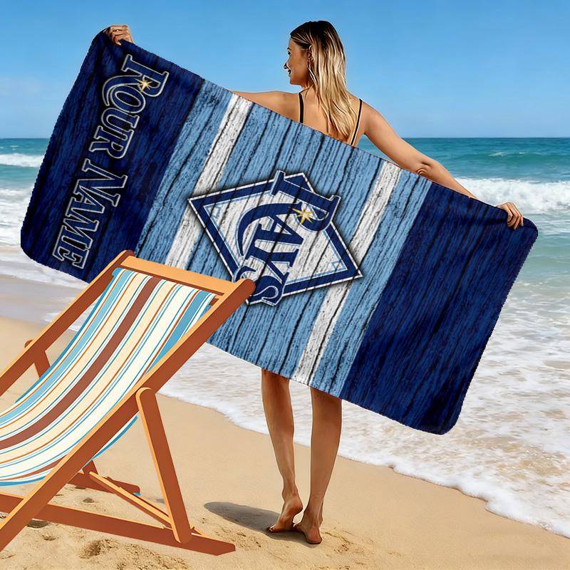 Name Custom Tampa Bay Rays Logo Print Beach Towel, Large Soft Quick Dry Towel for Beach Camping Swimming