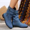 Fashion Cowboy Chunky Woman Mid Calf Boots Designer Casual Cozy Walking Shoes 2024 Winter New Trend Dress Fashion Goth Zapatillas Female