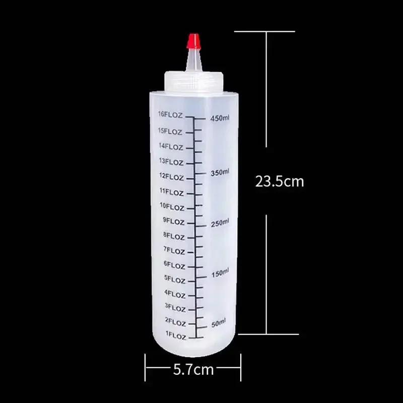 120/250/450ml Plastic Needle-nosed Scale Squeeze Bottle Squeezable Bottle with Leak-proof for Kitchen Salad Sauce Squeeze Bottle