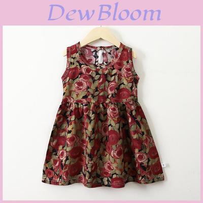 Vestito estivo per bambina in tessuto satinato di cotone con stampa floreale per neonata