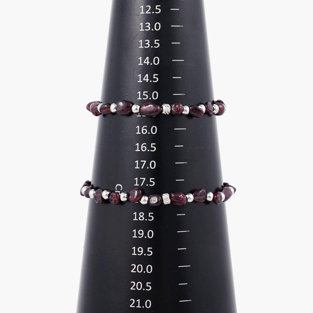 Silver Surgical Ball Point Irregular Garnet Gemstone Bracelet (C2301-Ac951_Wi)