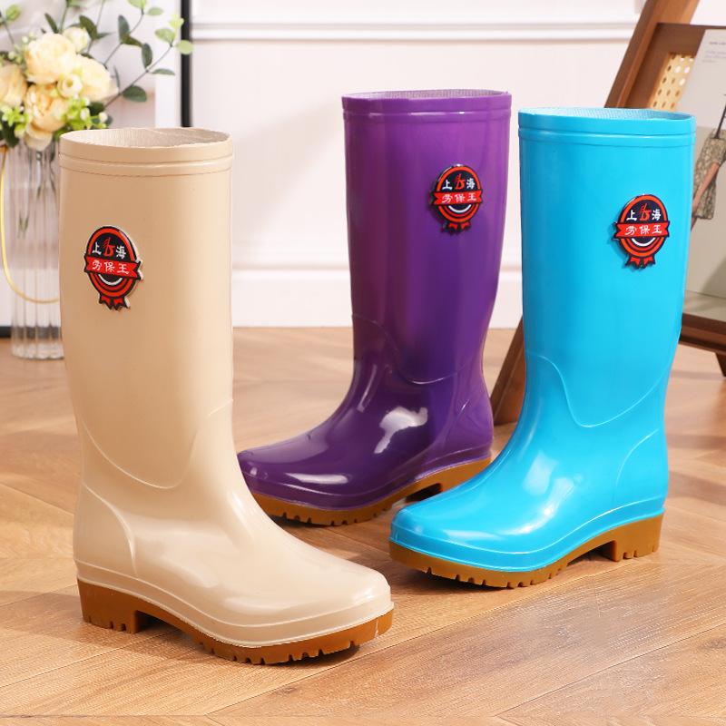Cow tendon sole king 42 extra large women's high rain boots non-slip kitchen anti-work rubber shoes wear-resistant shoes