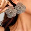 Gold Flower Drop Earrings Elegant Hollow Woven Design Comfortable for Office Commute Wedding Party Daily