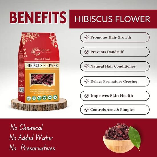 BrijBooti Hibiscus Flower - Herbal Tea- 800 Grams - Gudhal Phool - Hibiscus Dry Flower