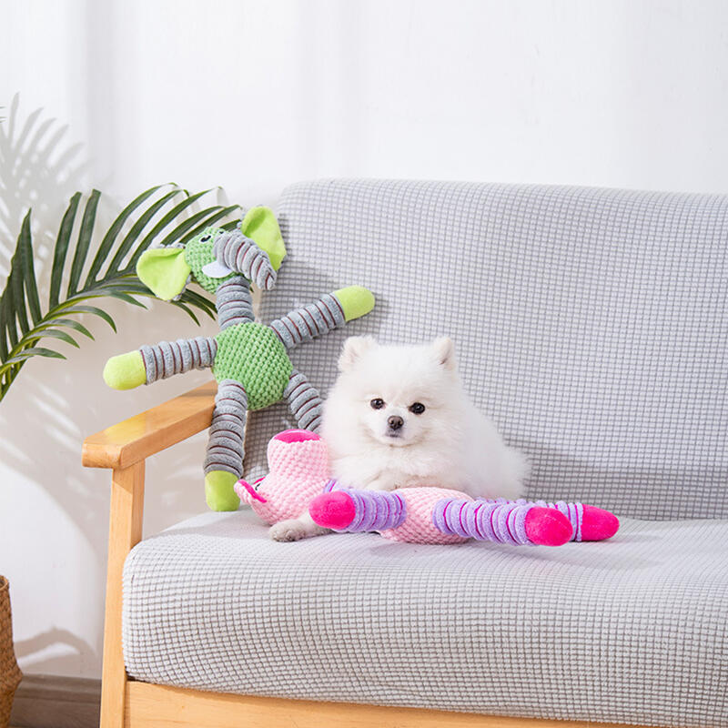 Durable Corn Fleece Animal Squeaky Toys for Dogs Chew Resistant Plush Elephant Bear Pig Pet Toys Interactive Play Biting Toys