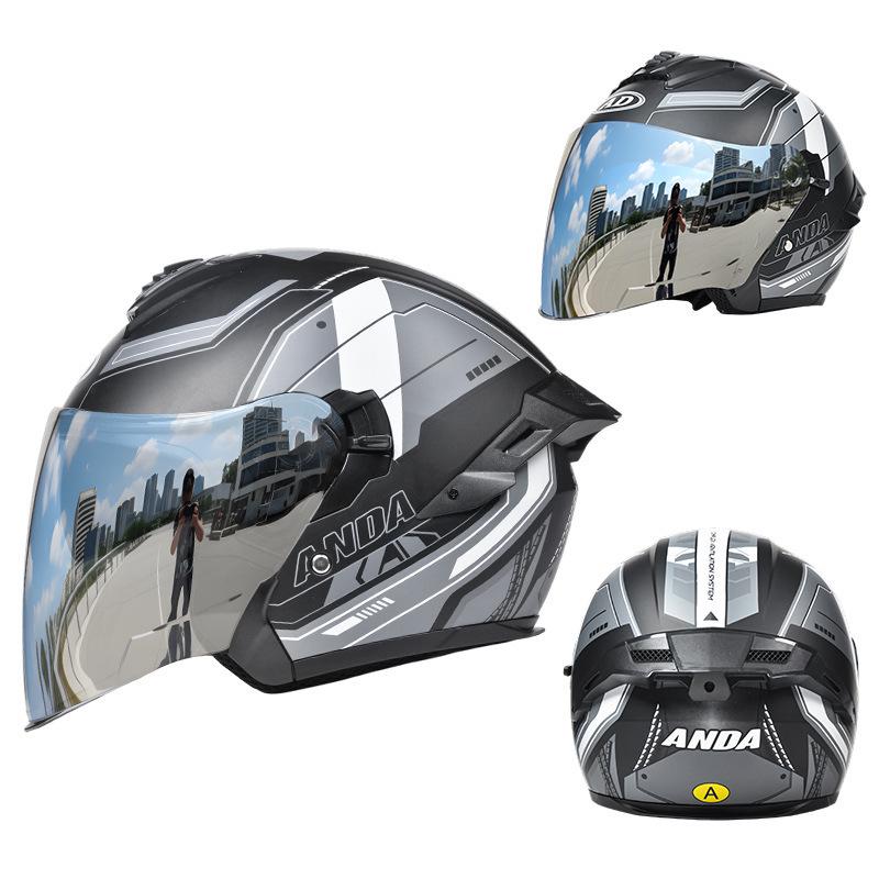 3C Certified Motorcycle Half Helmet with Tail Spoiler - All-Season Electric Bike Safety Helmet