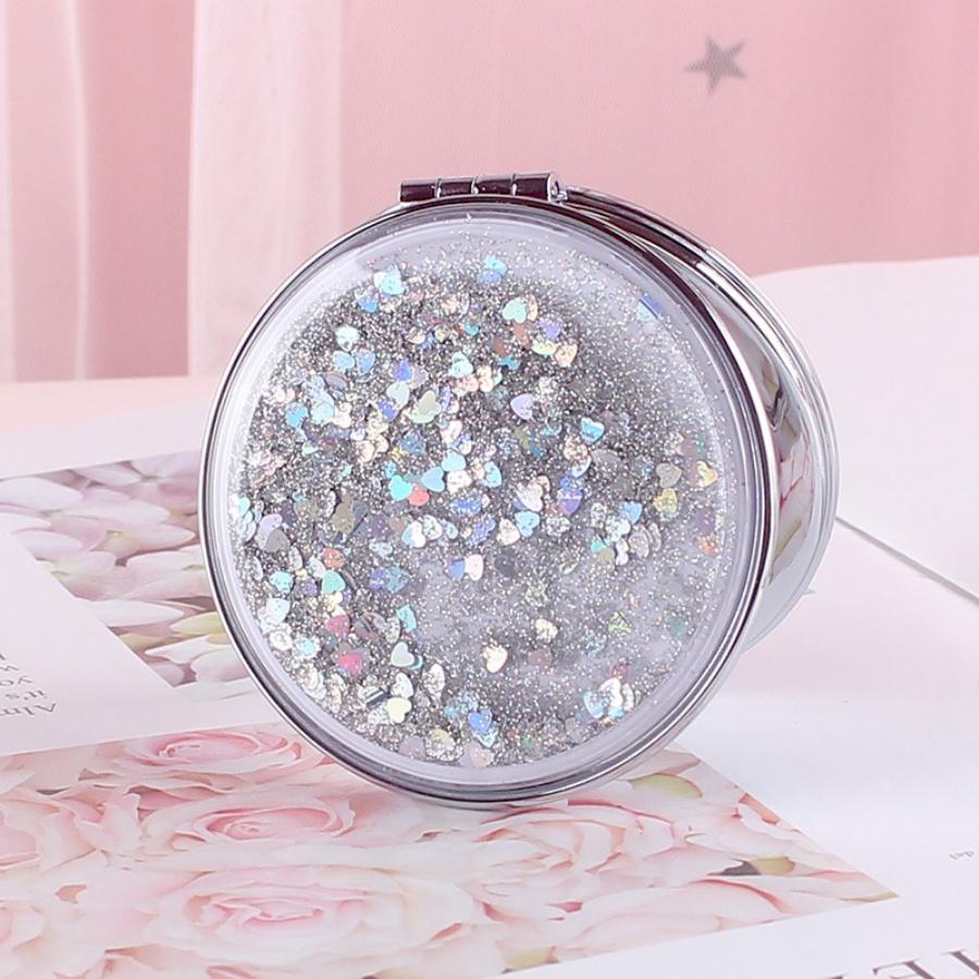 

Cute double-sided magnifying makeup mirror - Portable folding handheld small mirror, suitable for girls and students to use білий