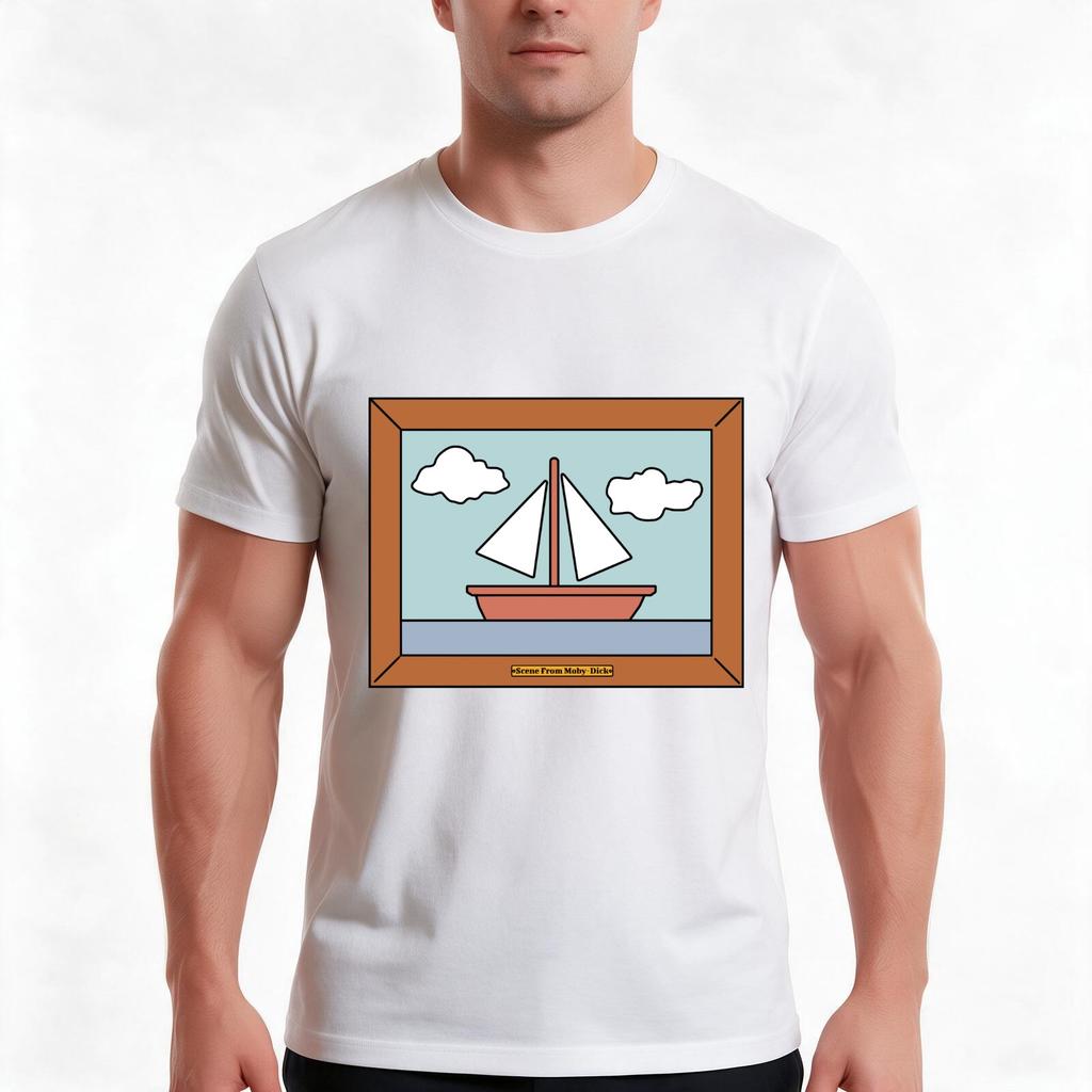 Scene From Mobydick Tshirt Summer Casual Cotton Tee Oversized Streetwear Tops Vintage Graphic Print Loose Fit Short Sleeve