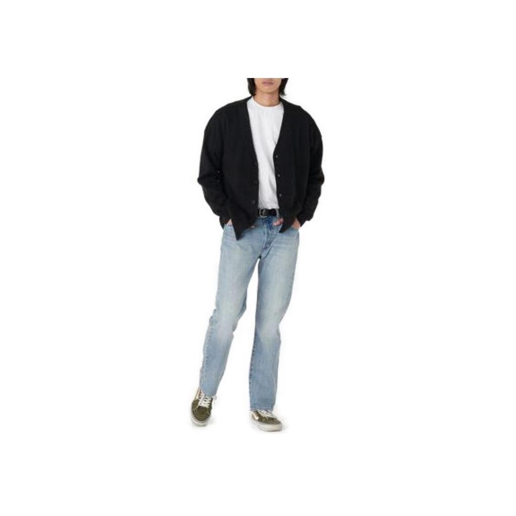 Levis Solid Color V-Neck Long Sleeve Knit Sweater Men Tops Black A0709-0019