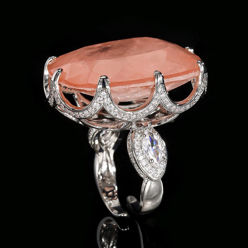 Schmuckset Halskette Ring Morgan Rosa Kostbar Fett Rechteckig Modisch Leichter Luxus Bankett Damen Accessoires