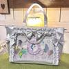 Lolita Style Bow Decor Ita Bag Women Pearl Lace Trim Japanese Transparent Window Shoulder Bag Display Badge Cute Ruffle Handbag