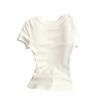 Simple niche design sense pure white round neck short-sleeved T-shirt summer slim and thin versatile casual top women's ins tide