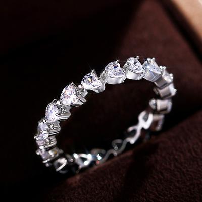 New Romantic Heart Promise Rings Women Wedding Bands Jewelry Dazzling Crystal Zirconia Dance Party Female Statement Love Ring