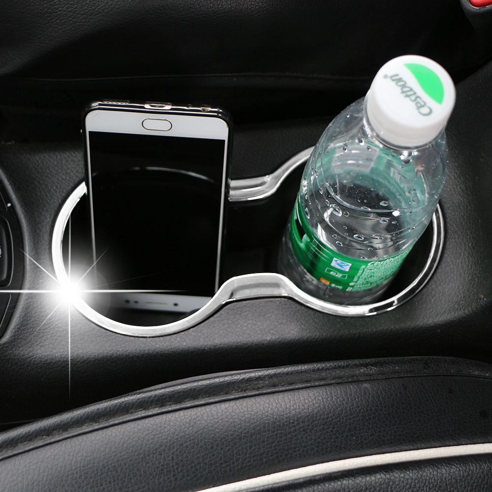 Car Chrome Front Water Cup Holder Panel Cover Trim Inner Decoration Stickers for Jeep New Compass 2017 -2020 Accessories