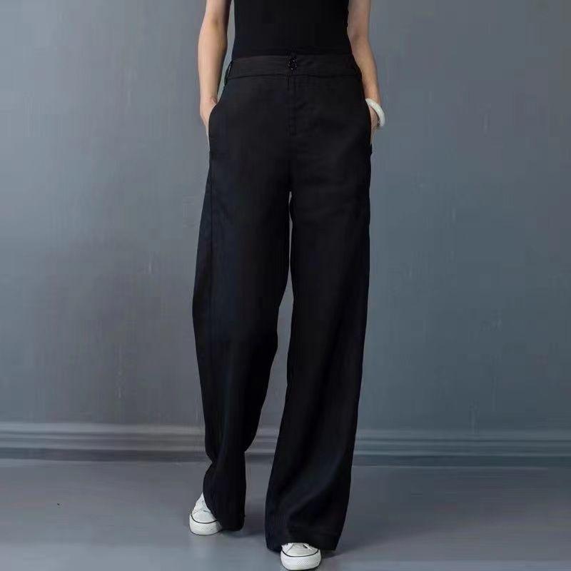 

Весна-лето, хлопковые льняные широкие брюки, женские свободные, утягивающие, повседневные, простые, элегантные, прямые брюки из хлопкового льна 2XL