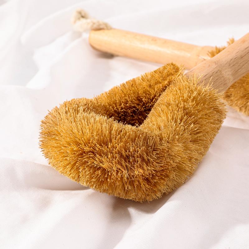 Kitchen Scrub Brush Coconut Fiber Bristle with Wooden Handle Dish Brush Natural Household Cleaning Brushes for Dish Pan Bottle
