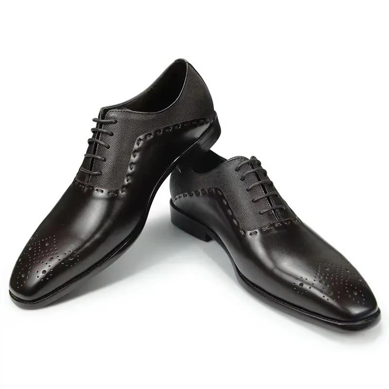 Mode Herren Handbedruckte Leder Oxford Schuhe Klassische Spitzschuhe Business Schuhe für Bankett Büro Mode Business Formelle Schuhe